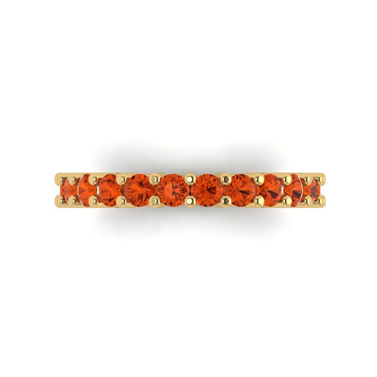 1.26 cttw Simulated Red Diamond Round Cut Yellow Gold Eternity Wedding Band