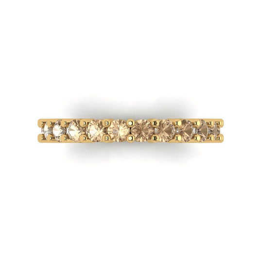 1.26 cttw Yellow Moissanite Round Cut Yellow Gold Eternity Wedding Band