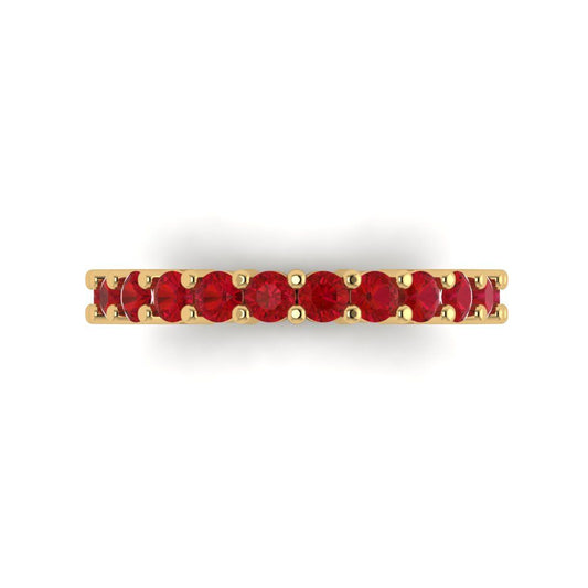 1.26 cttw Simulated Ruby Round Cut Yellow Gold Eternity Wedding Band