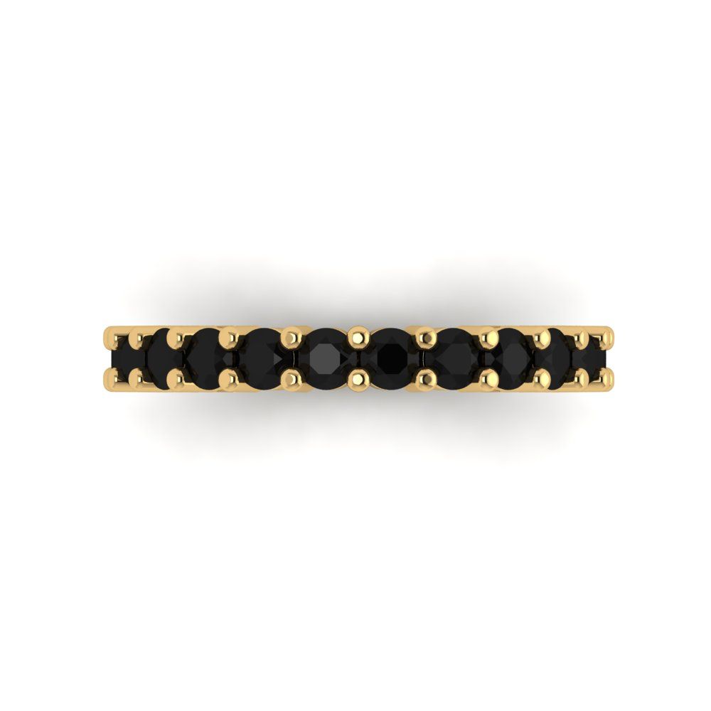 1.26 cttw Natural Onyx Round Cut Yellow Gold Eternity Wedding Band