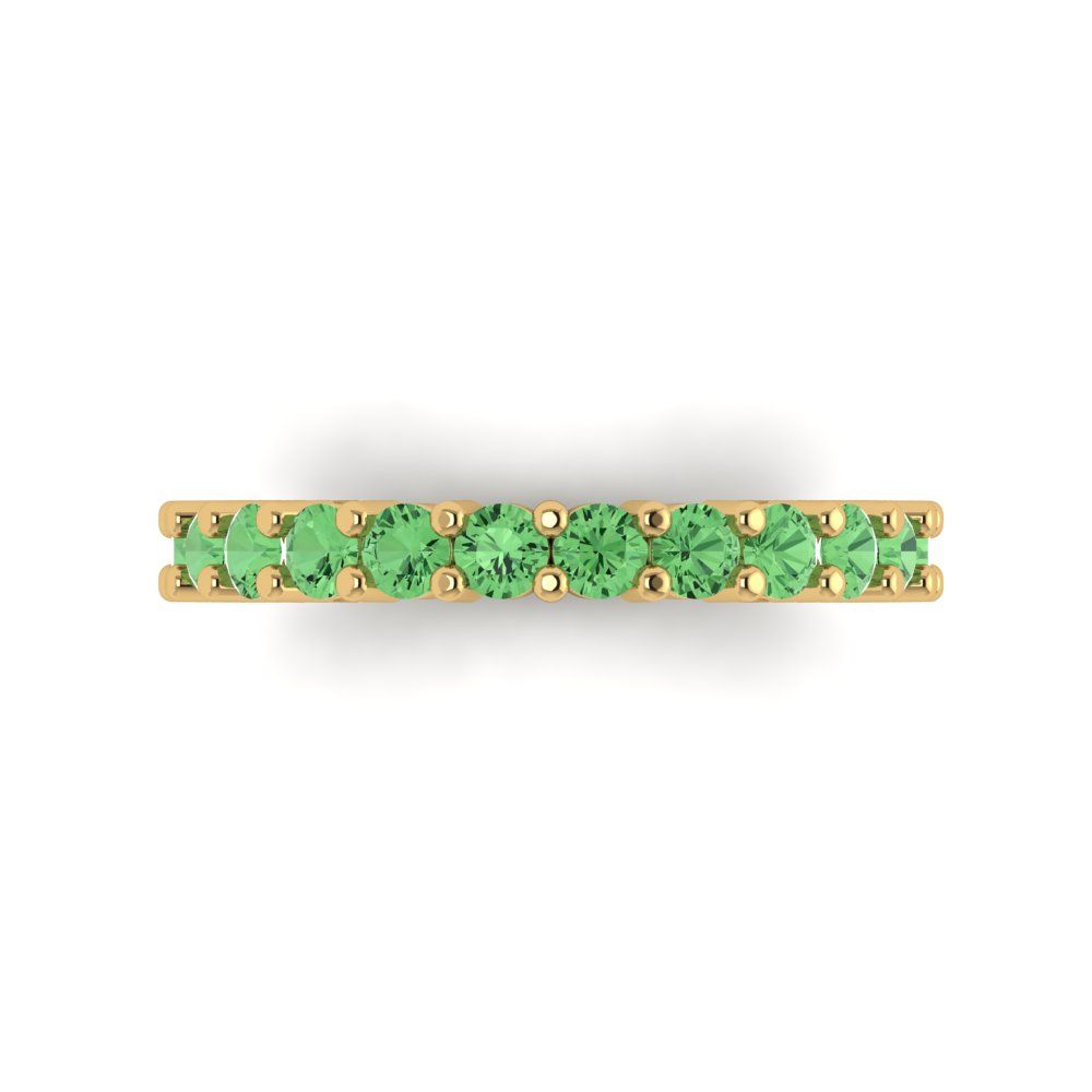 1.26 cttw Simulated Green Diamond Round Cut Yellow Gold Eternity Wedding Band