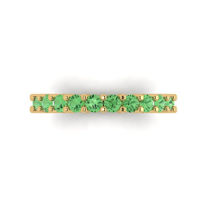 1.26 cttw Simulated Green Diamond Round Cut Yellow Gold Eternity Wedding Band