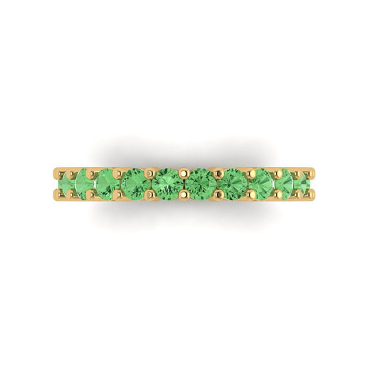 1.26 cttw Simulated Green Diamond Round Cut Yellow Gold Eternity Wedding Band