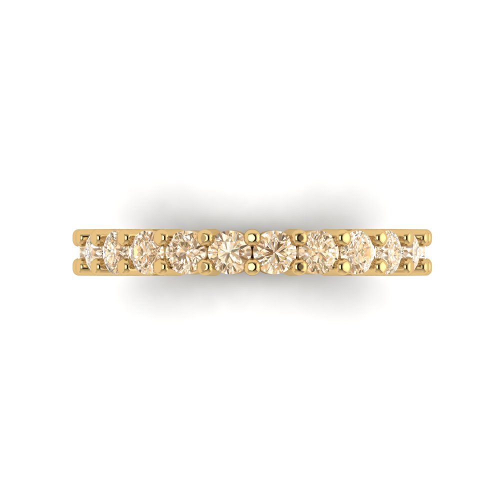 1.26 cttw Natural Morganite Round Cut Yellow Gold Eternity Wedding Band