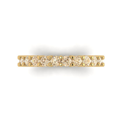 1.26 cttw Natural Morganite Round Cut Yellow Gold Eternity Wedding Band