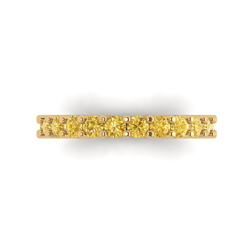 1.26 cttw Natural Citrine Round Cut Yellow Gold Eternity Wedding Band