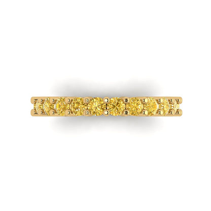 1.26 cttw Natural Citrine Round Cut Yellow Gold Eternity Wedding Band