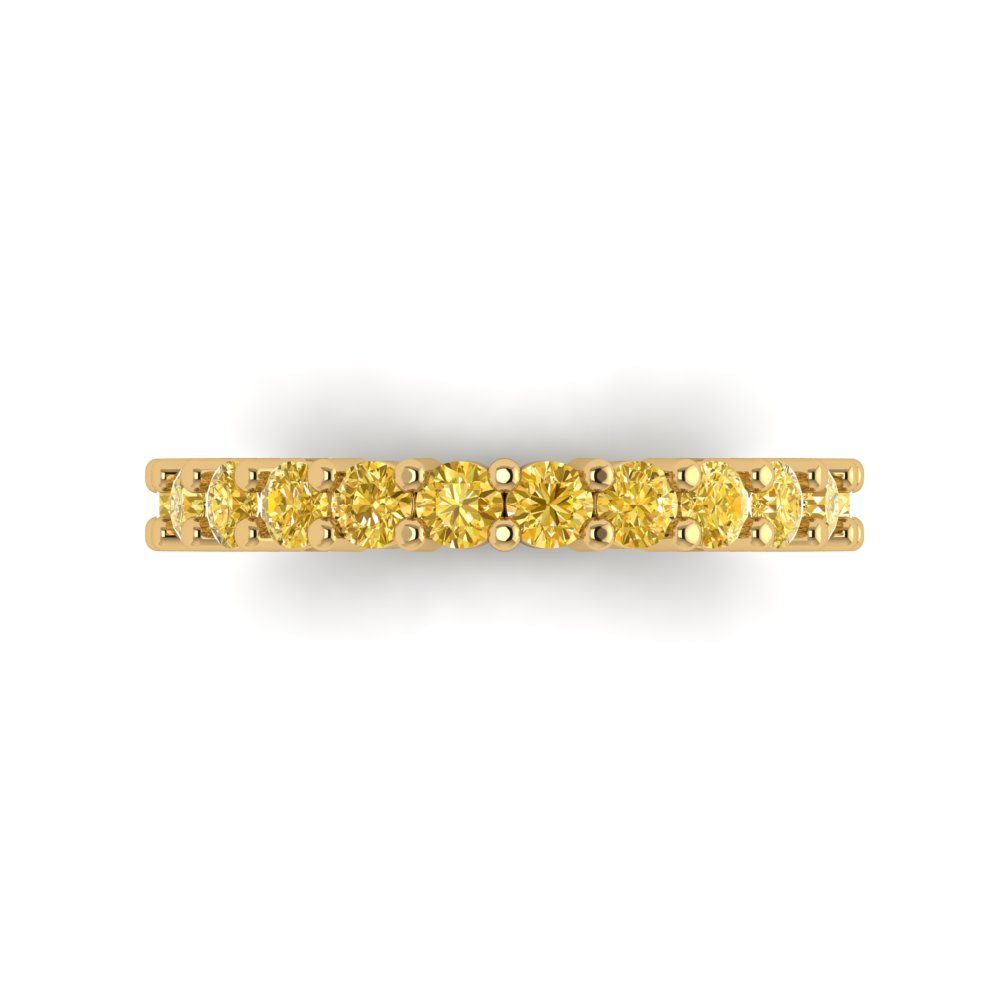 1.26 cttw Simulated Yellow Diamond Round Cut Yellow Gold Eternity Wedding Band