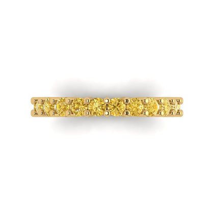 1.26 cttw Simulated Yellow Diamond Round Cut Yellow Gold Eternity Wedding Band