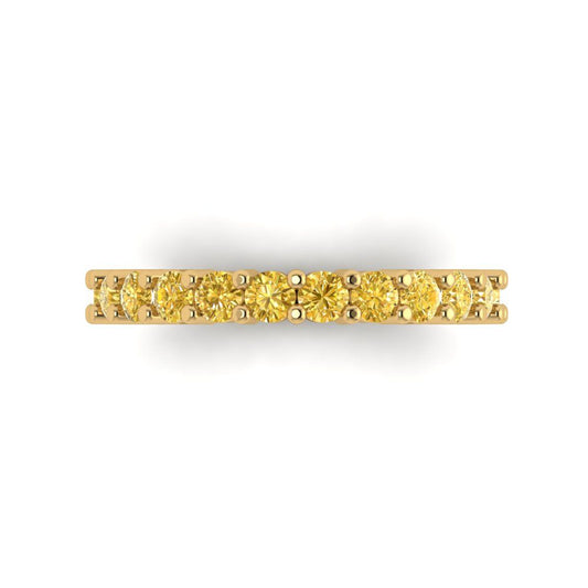 1.26 cttw Simulated Yellow Diamond Round Cut Yellow Gold Eternity Wedding Band