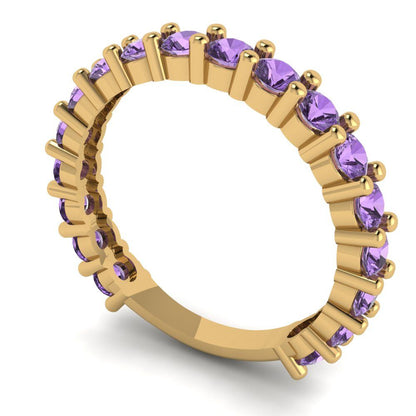 1.26 cttw Simulated Alexandrite Round Cut Yellow Gold Eternity Wedding Band
