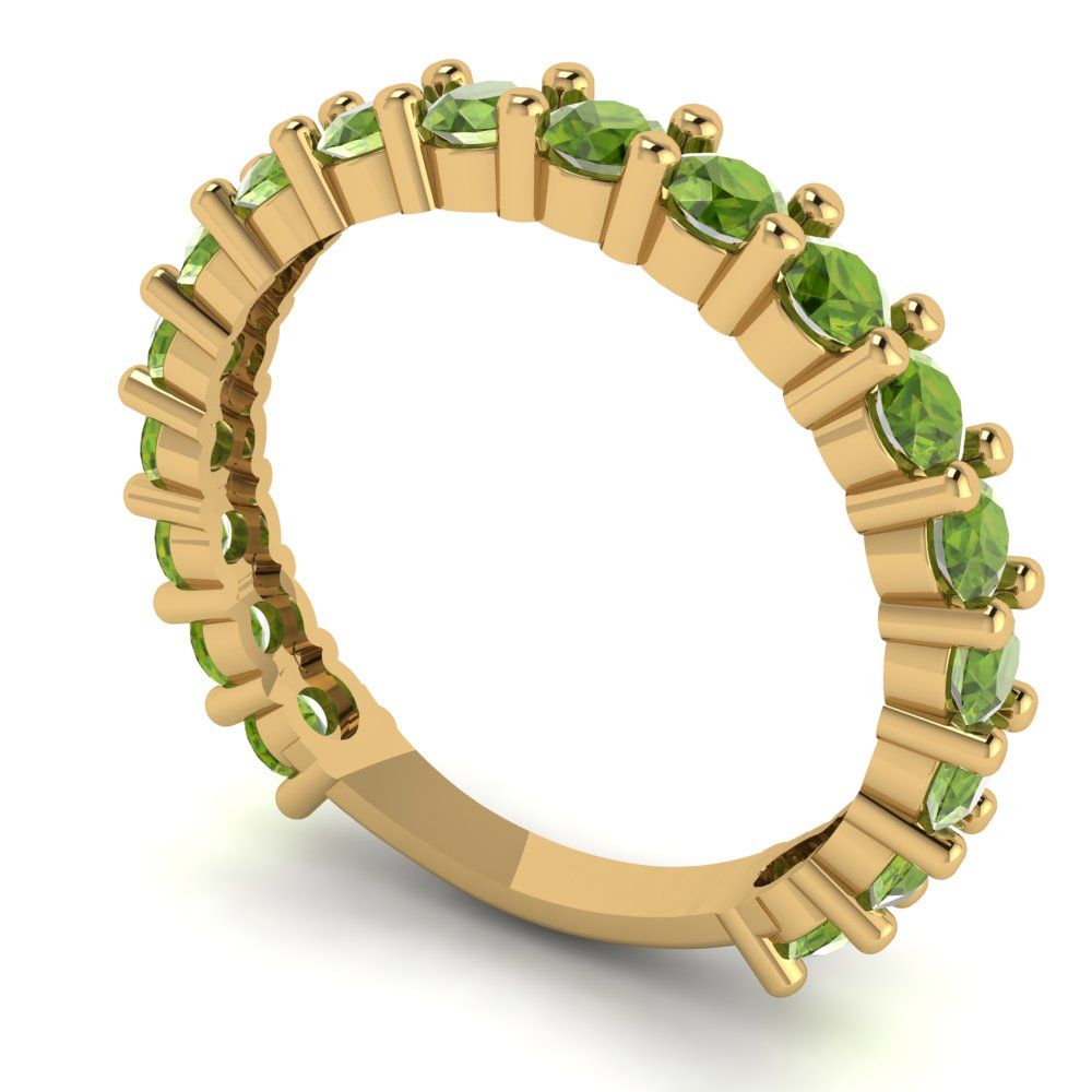 1.26 cttw Natural Peridot Round Cut Yellow Gold Eternity Wedding Band