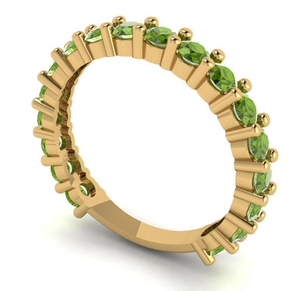 1.26 cttw Natural Peridot Round Cut Yellow Gold Eternity Wedding Band