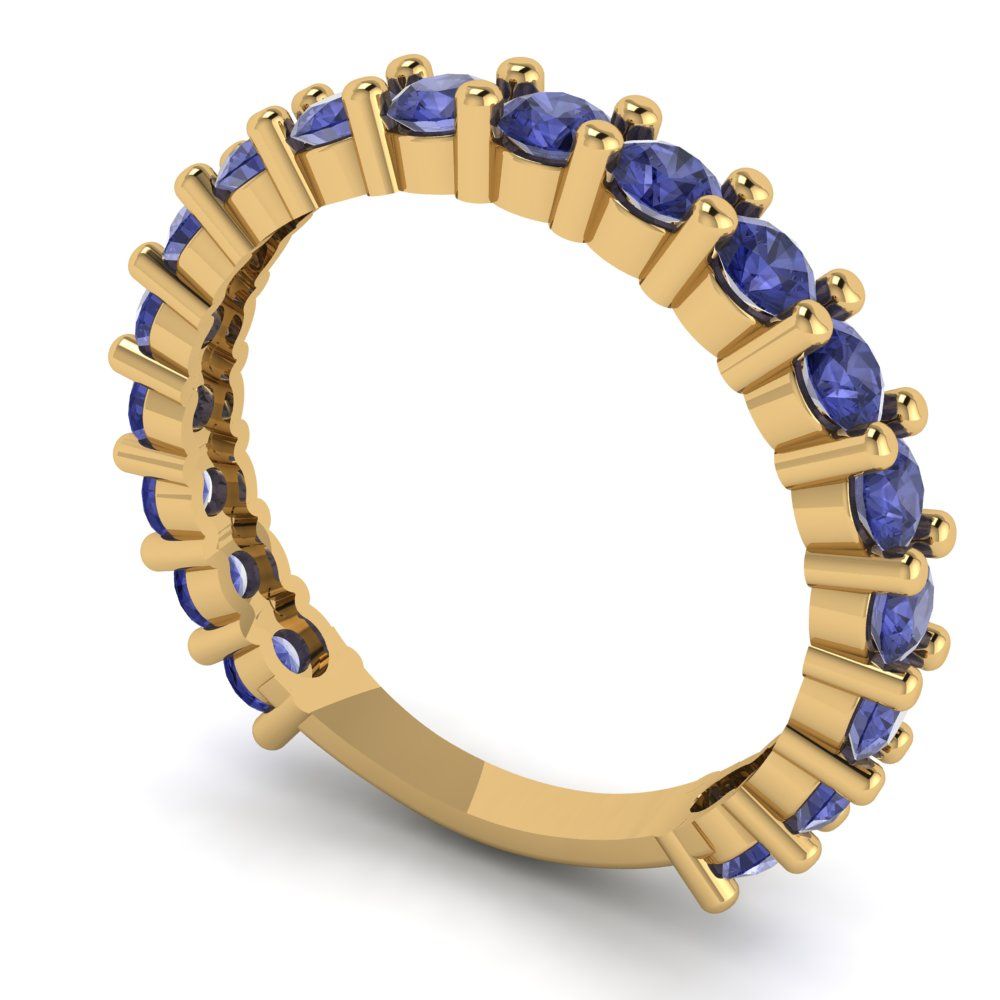 1.26 cttw Simulated Tanzanite Round Cut Yellow Gold Eternity Wedding Band