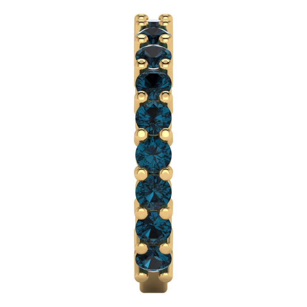 1.26 cttw Natural London Blue Topaz Round Cut Yellow Gold Eternity Wedding Band