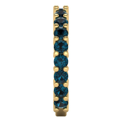 1.26 cttw Natural London Blue Topaz Round Cut Yellow Gold Eternity Wedding Band