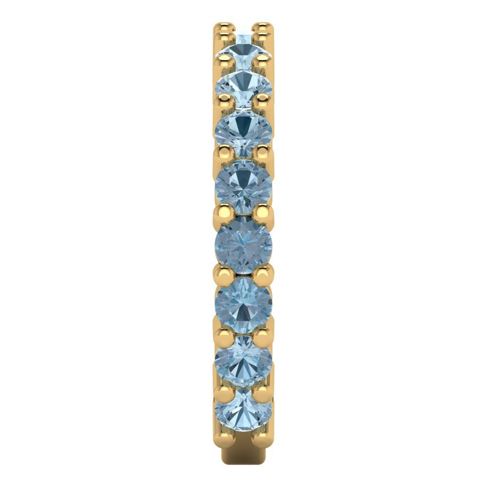1.26 cttw Natural Aquamarine Round Cut Yellow Gold Eternity Wedding Band