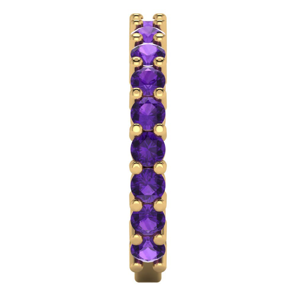 1.26 cttw Natural Amethyst Round Cut Yellow Gold Eternity Wedding Band