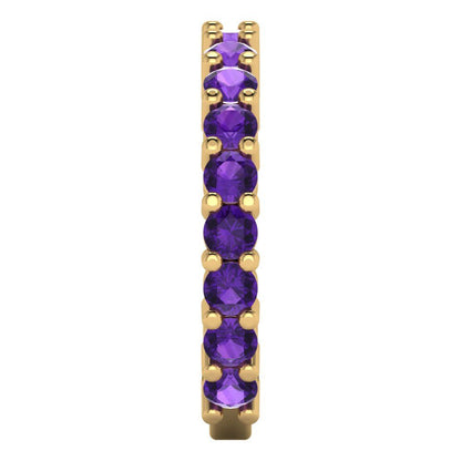 1.26 cttw Natural Amethyst Round Cut Yellow Gold Eternity Wedding Band