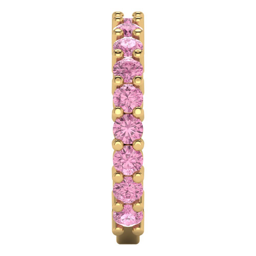 1.26 cttw Simulated Pink Diamond Round Cut Yellow Gold Eternity Wedding Band