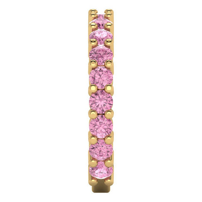 1.26 cttw Simulated Pink Diamond Round Cut Yellow Gold Eternity Wedding Band
