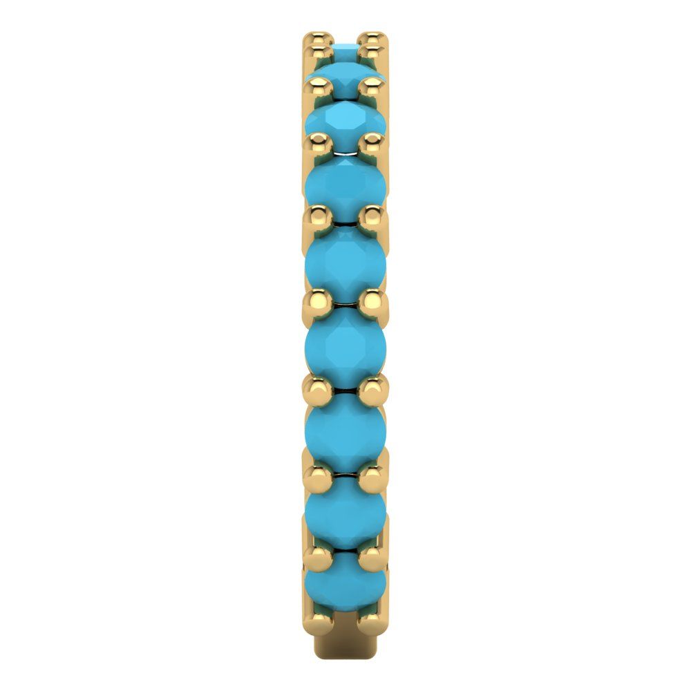 1.26 cttw Simulated Turquoise Round Cut Yellow Gold Eternity Wedding Band