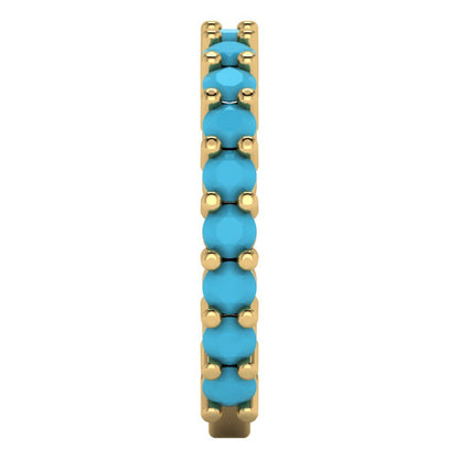 1.26 cttw Simulated Turquoise Round Cut Yellow Gold Eternity Wedding Band