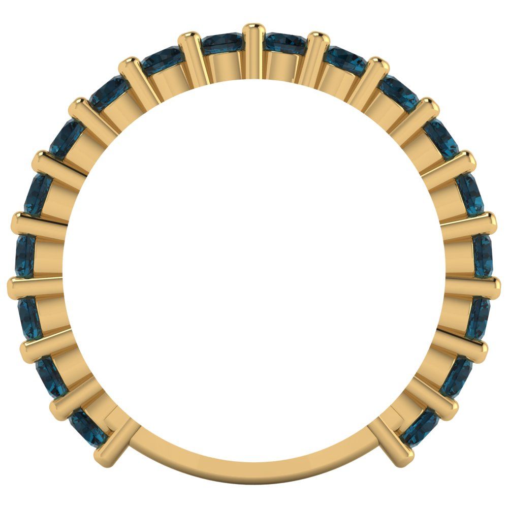 1.26 cttw Natural London Blue Topaz Round Cut Yellow Gold Eternity Wedding Band