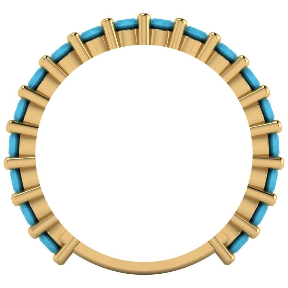 1.26 cttw Simulated Turquoise Round Cut Yellow Gold Eternity Wedding Band