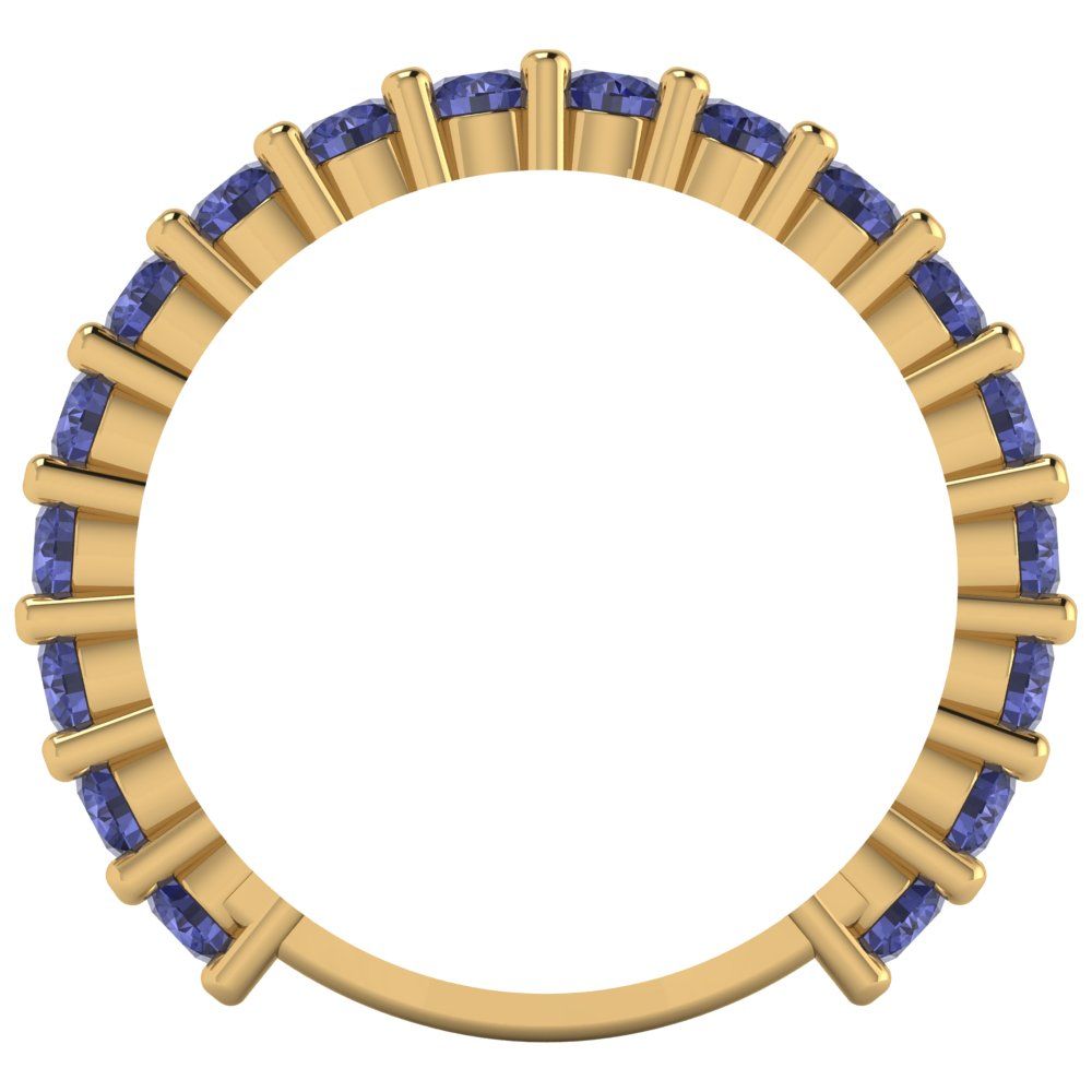 1.26 cttw Simulated Tanzanite Round Cut Yellow Gold Eternity Wedding Band