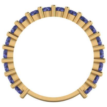 1.26 cttw Simulated Tanzanite Round Cut Yellow Gold Eternity Wedding Band