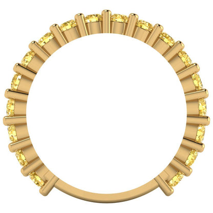 1.26 cttw Simulated Yellow Diamond Round Cut Yellow Gold Eternity Wedding Band