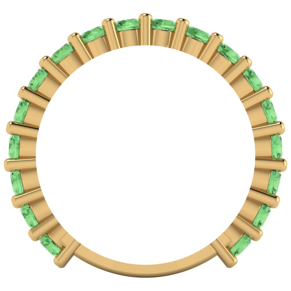 1.26 cttw Simulated Green Diamond Round Cut Yellow Gold Eternity Wedding Band