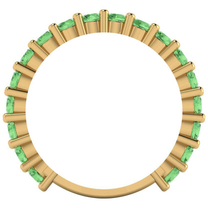 1.26 cttw Simulated Green Diamond Round Cut Yellow Gold Eternity Wedding Band
