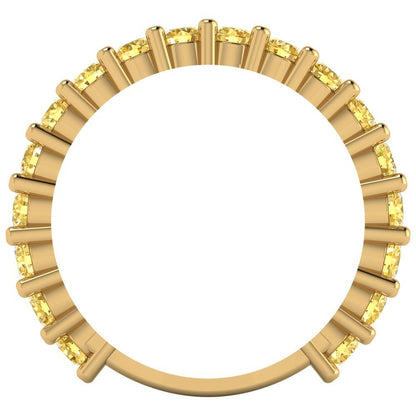 1.26 cttw Natural Citrine Round Cut Yellow Gold Eternity Wedding Band