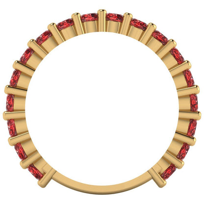 1.26 cttw Natural Garnet Round Cut Yellow Gold Eternity Wedding Band