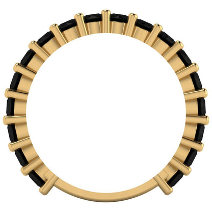 1.26 cttw Natural Onyx Round Cut Yellow Gold Eternity Wedding Band