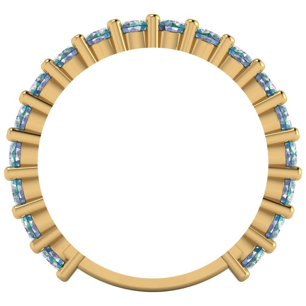 1.26 cttw Blue Moissanite Round Cut Yellow Gold Eternity Wedding Band