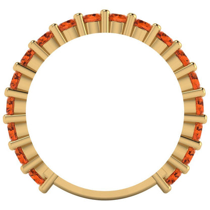 1.26 cttw Simulated Ruby Round Cut Yellow Gold Eternity Wedding Band