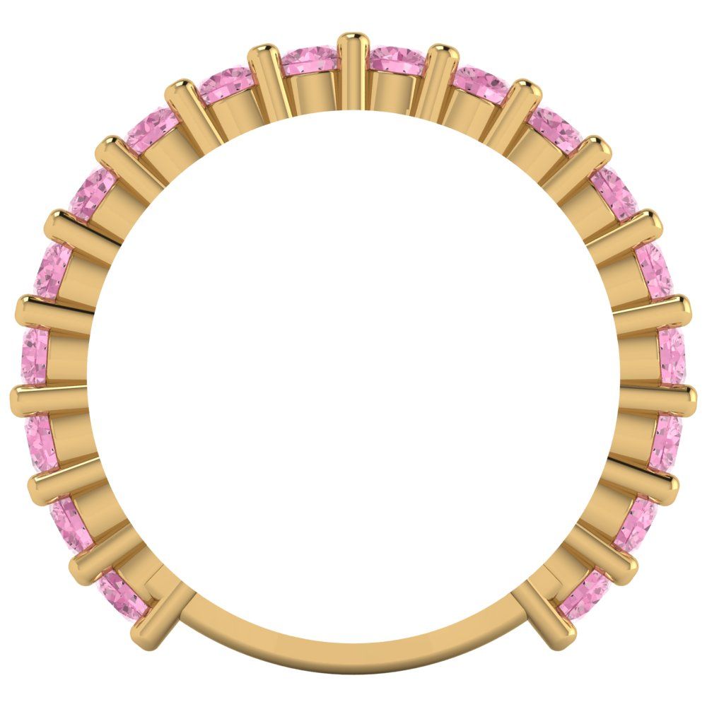 1.26 cttw Simulated Pink Diamond Round Cut Yellow Gold Eternity Wedding Band