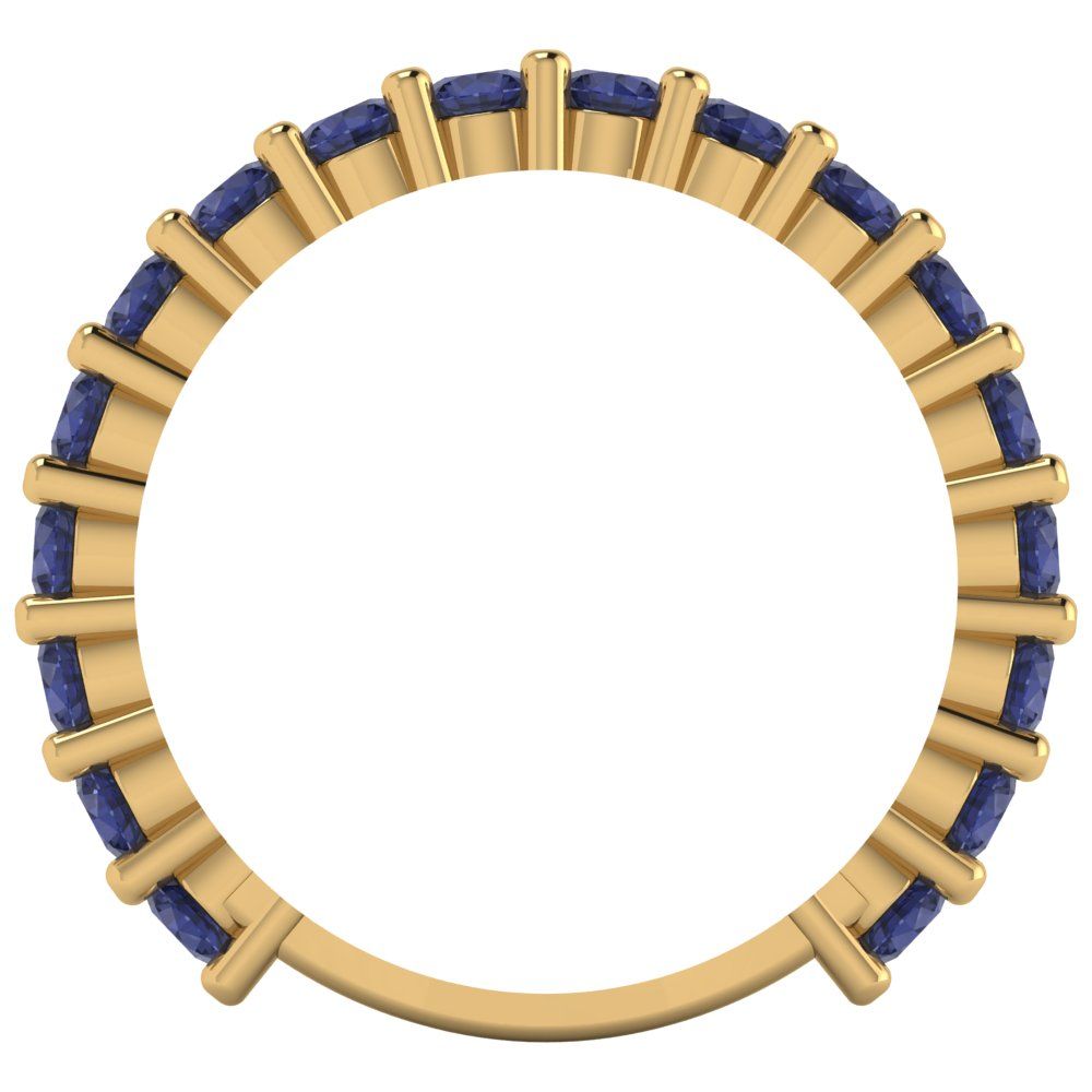 1.26 cttw Simulated Blue Sapphire Round Cut Yellow Gold Eternity Wedding Band