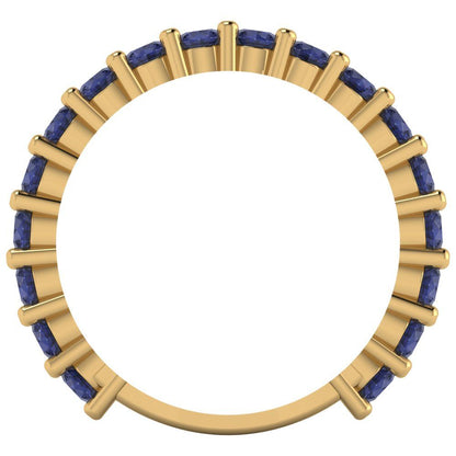 1.26 cttw Simulated Blue Sapphire Round Cut Yellow Gold Eternity Wedding Band