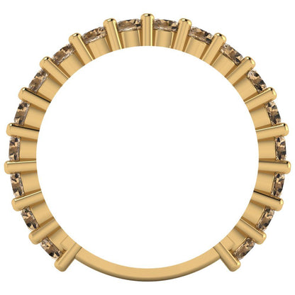 1.26 cttw Simulated Champagne Diamond Round Cut Yellow Gold Eternity Wedding Band