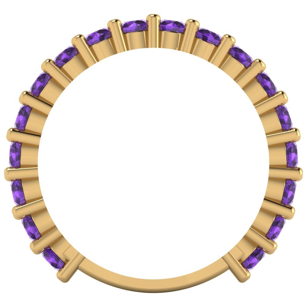 1.26 cttw Natural Amethyst Round Cut Yellow Gold Eternity Wedding Band