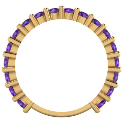 1.26 cttw Natural Amethyst Round Cut Yellow Gold Eternity Wedding Band
