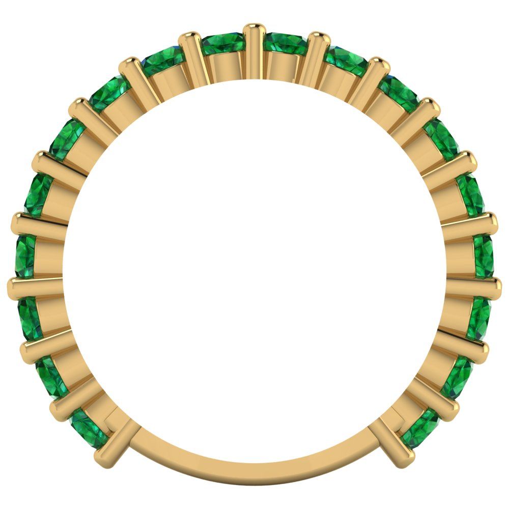 1.26 cttw Simulated Emerald Round Cut Yellow Gold Eternity Wedding Band