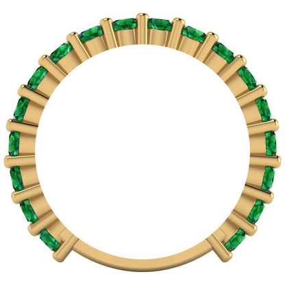 1.26 cttw Simulated Emerald Round Cut Yellow Gold Eternity Wedding Band