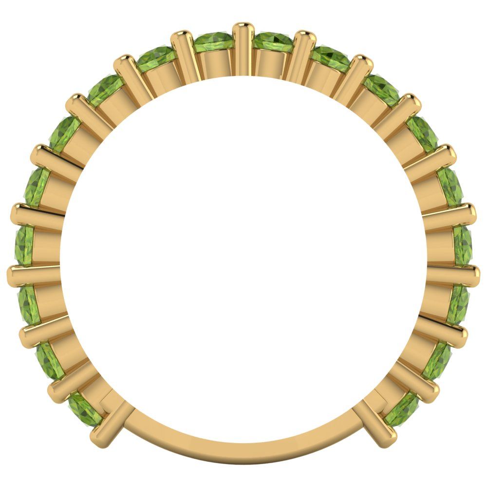 1.26 cttw Natural Peridot Round Cut Yellow Gold Eternity Wedding Band