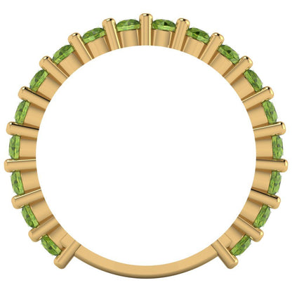 1.26 cttw Natural Peridot Round Cut Yellow Gold Eternity Wedding Band