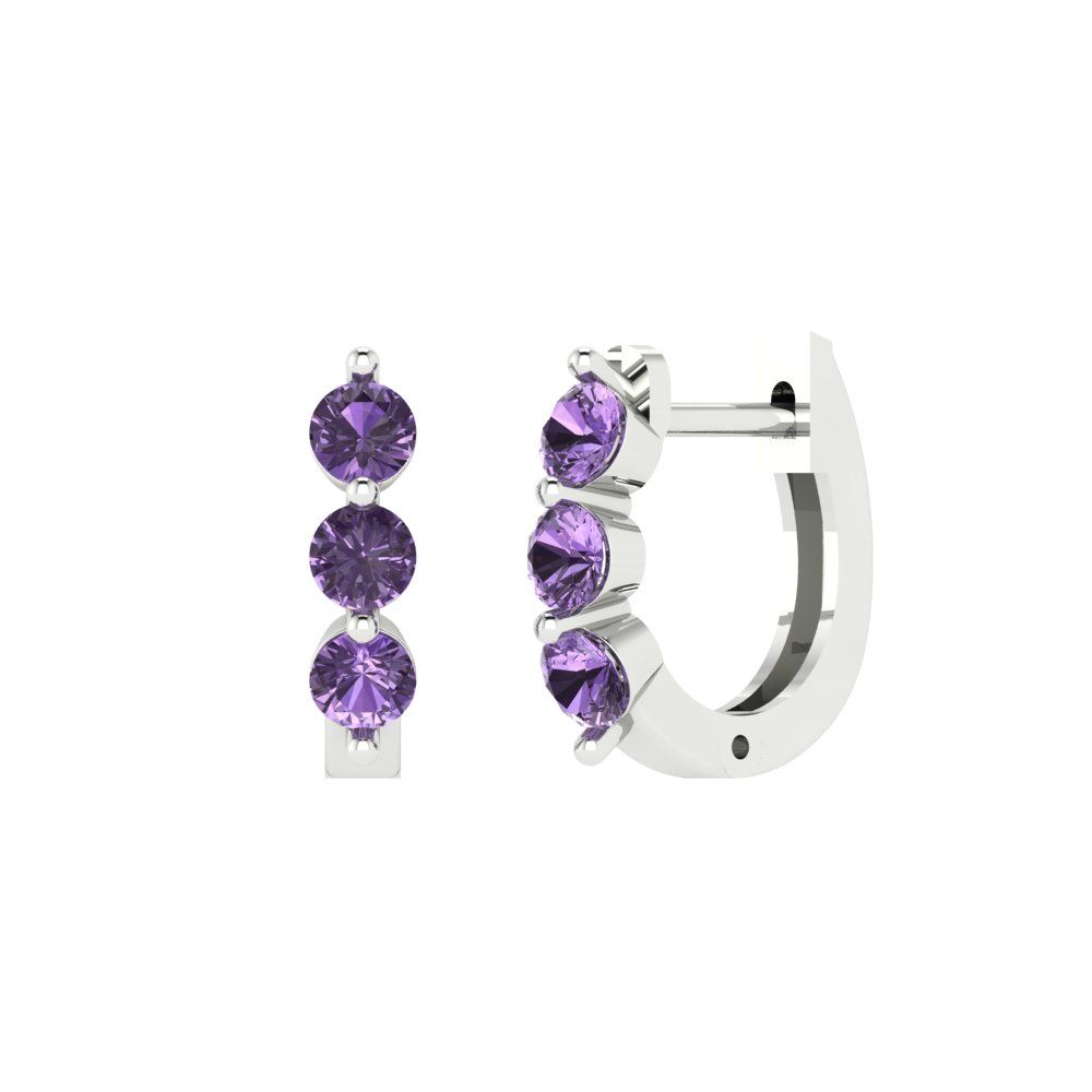 0.48cttw Alexandrite Gold-Plated 925 Silver Lever Back Hoop Earrings